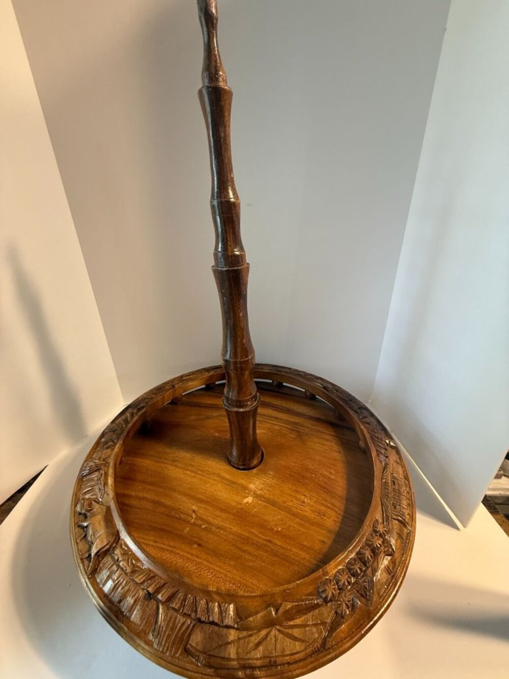 Vintage Rosas Philippine Monkey Pod Wood 3 Tier Lazy Susan Serving Set Pineapple - Picture 6 of 16